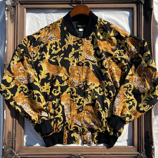 바로크 레오파드 블루종 자켓