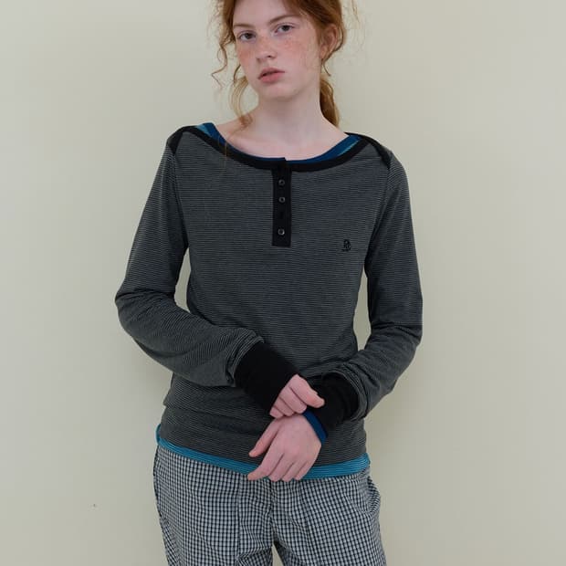 [nocontent] boatneck stripe T_black