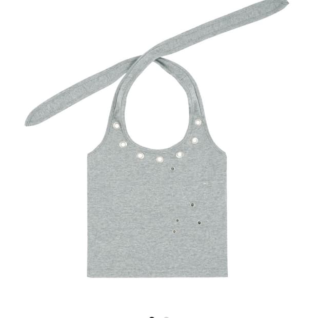 Eyelet Halterneck Sleeveless Gray