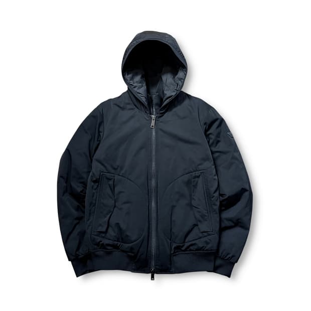 아르마니 진스 투웨이 후드 합성필 자켓