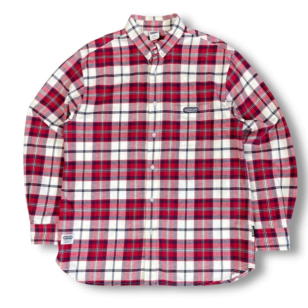 OUTDOOR 레드네이비 플란넬 체크 원포켓 긴팔 셔츠 M