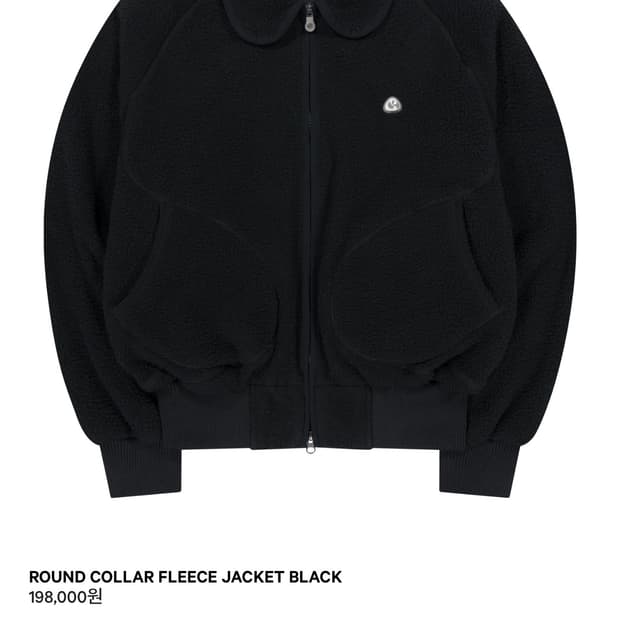 ROUND COLLAR FLEECE JACKET BLACK