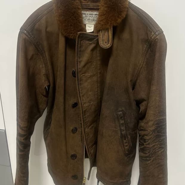 [XS] RRL 시어링 레더 덱 자켓