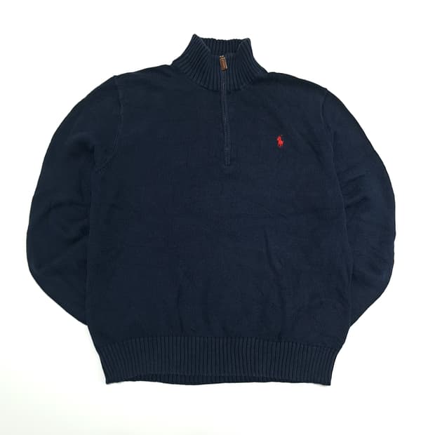 CN657 L 폴로 랄프로렌 네이비 하프집업 긴팔 니트 스웨터