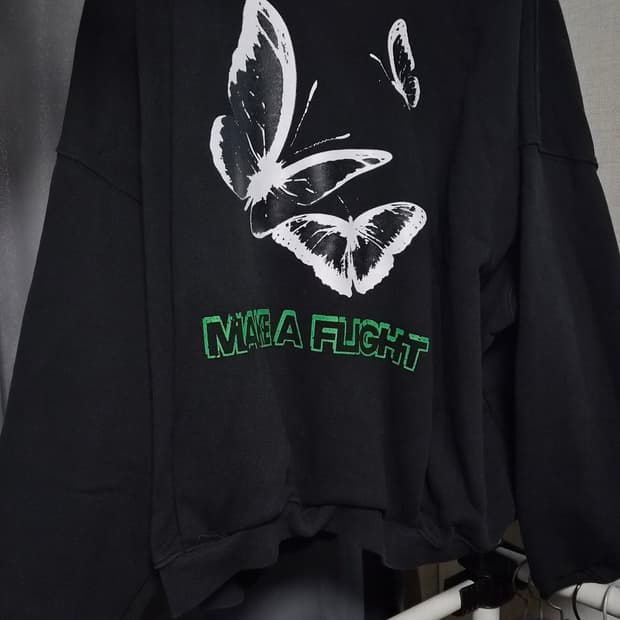 이에이 BUTTERFLY OVER HOODIE Black 후드티 L
