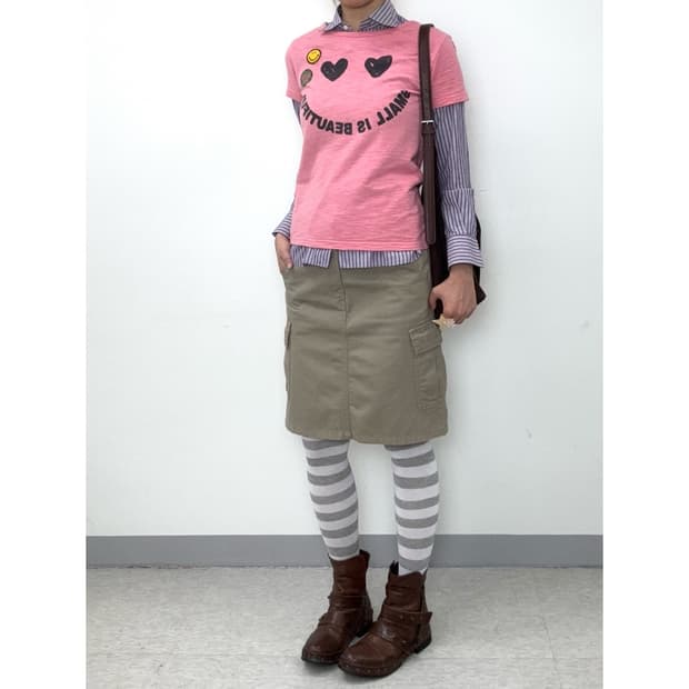 빈티지 베이지 카고 스커트 y2k