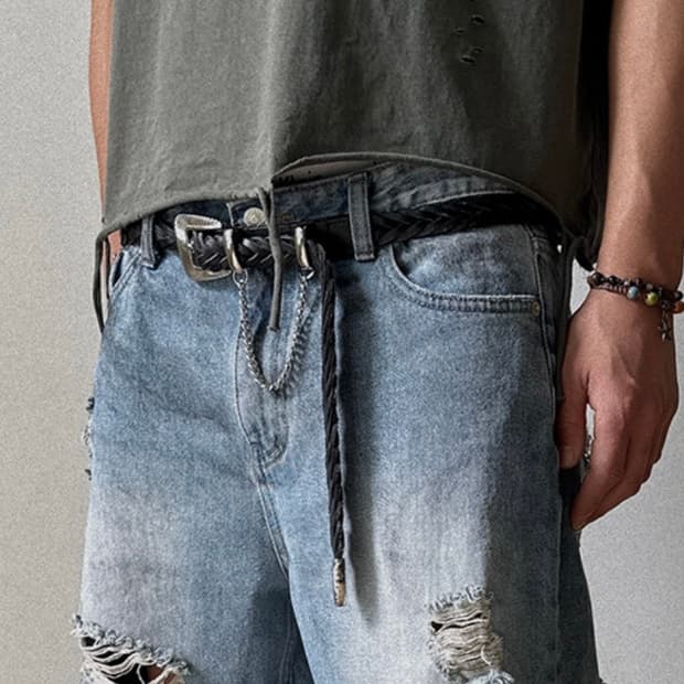 [Unisex] 웨스턴 체인 위빙 가죽벨트