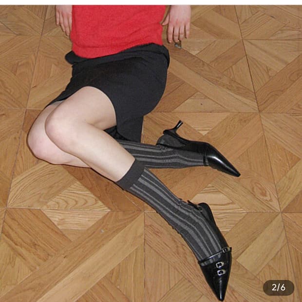 신디 3벨티드 슬링백 키튼 미들힐 펌프스