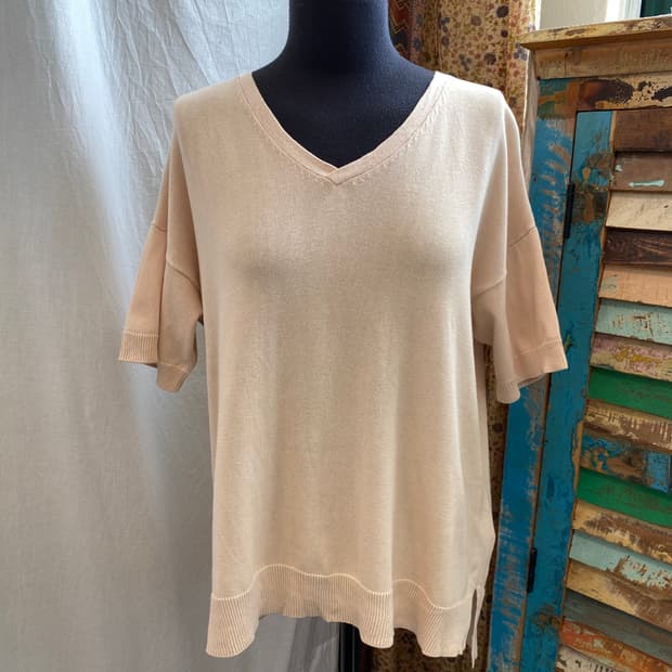 LOWRYS FARM 베이지 반팔니트탑(M)