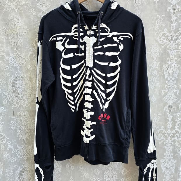 00s 풀 스켈레톤 프린트 후드집업
