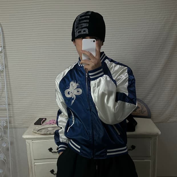 빈티지 블루 드래곤 스카쟌 y2k 스트릿 갸루 펑키 일본빈티지690