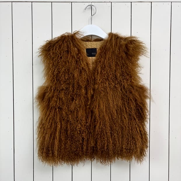 보헤미안 컬 브라운 양털 베스트