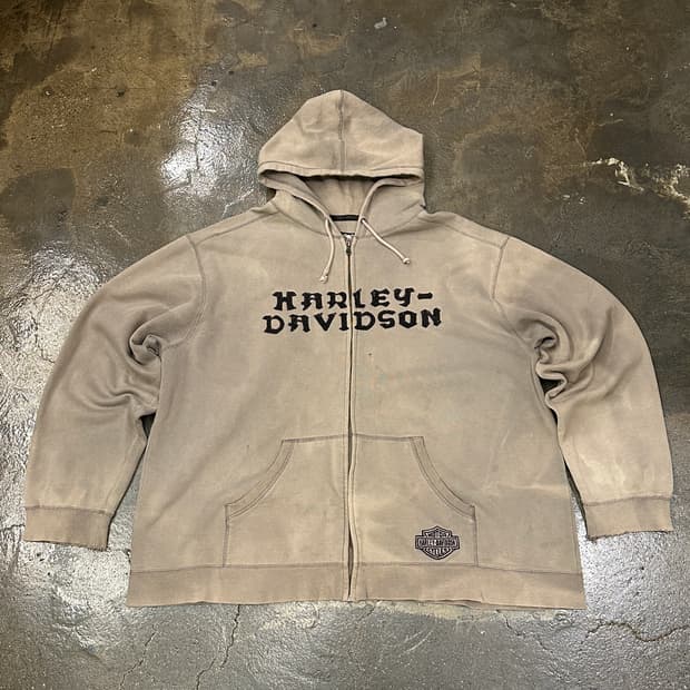 할리데이비슨 데미지드 후드 집업 XXL