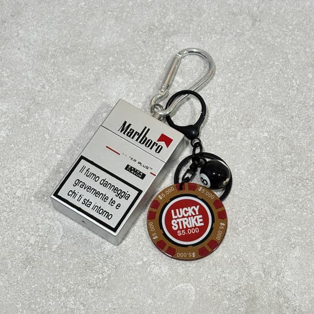 Oribell 말보루 재떨이 스틸 케이스 럭키스트라이크 칩 키링 열쇠고리