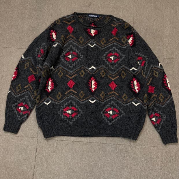 90‘s nautica 노티카 패턴 울니트 L 