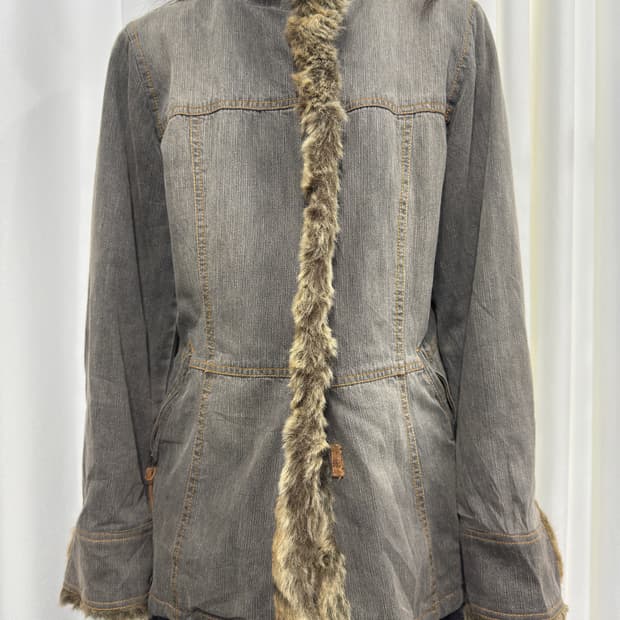 fur detail denim jacket