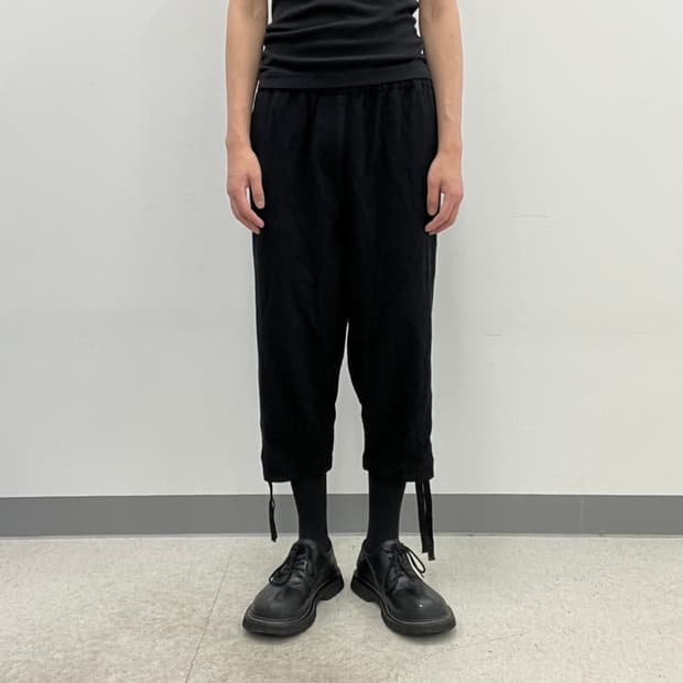 14AW 꼼데가르송 블랙 드로우스트링 배기 크롭 울 팬츠 XS