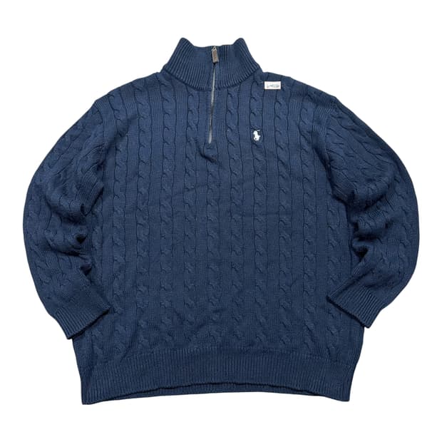 ✨ (바배) 폴로 랄프로렌 케이블 꽈배기 니트 하프 집업 