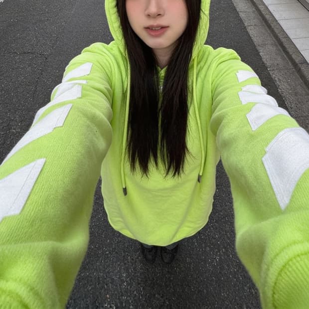 오프화이트 네온 디아고널 애로우 후드티