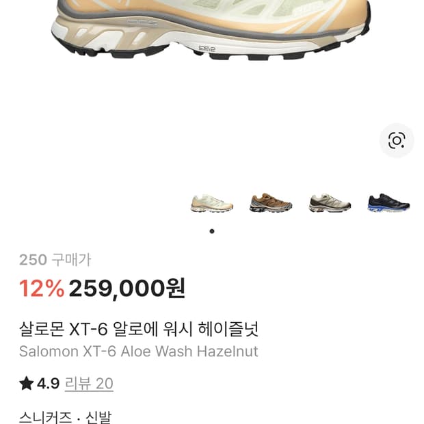 살로몬 XT-6 알로에 워시 헤이즐넛 250