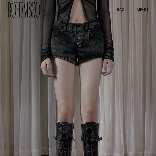 보헤미안서울 BUTTON FLY DENIM SHORTS DEEP KHAK