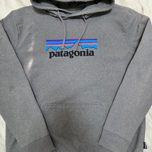 파타고니아 P-6 로고 그레이 후드티