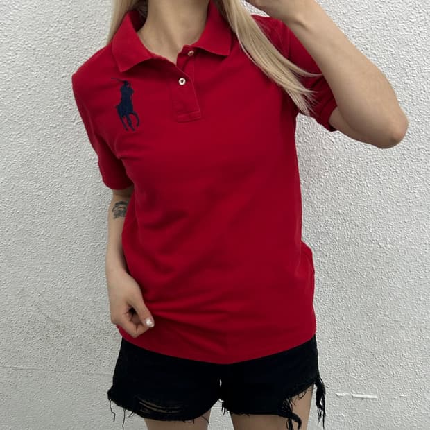 폴로 랄프로렌 네이비 빅포니 레드 pk반팔 L