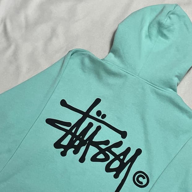 L 스투시 빅로고 민트 후드 집업 