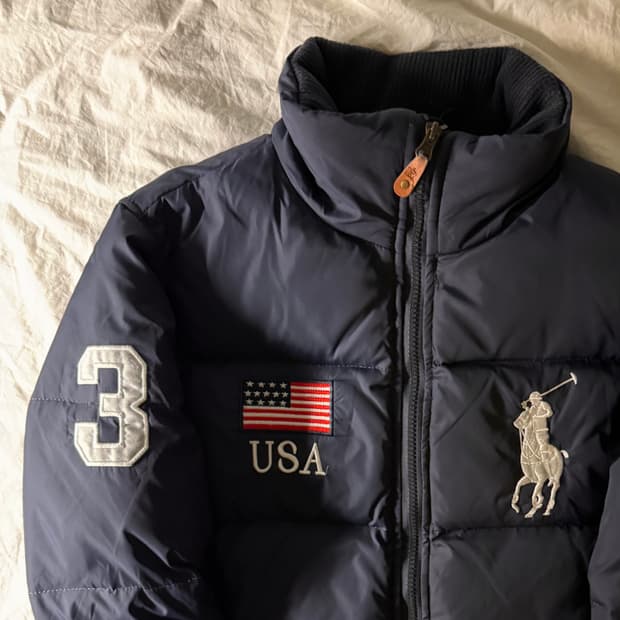 폴로 빅포니 성조기 패딩 다크네이비
