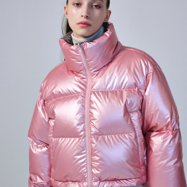 마르디메르크디 레오파드 리버시블 숏 크롭 패딩