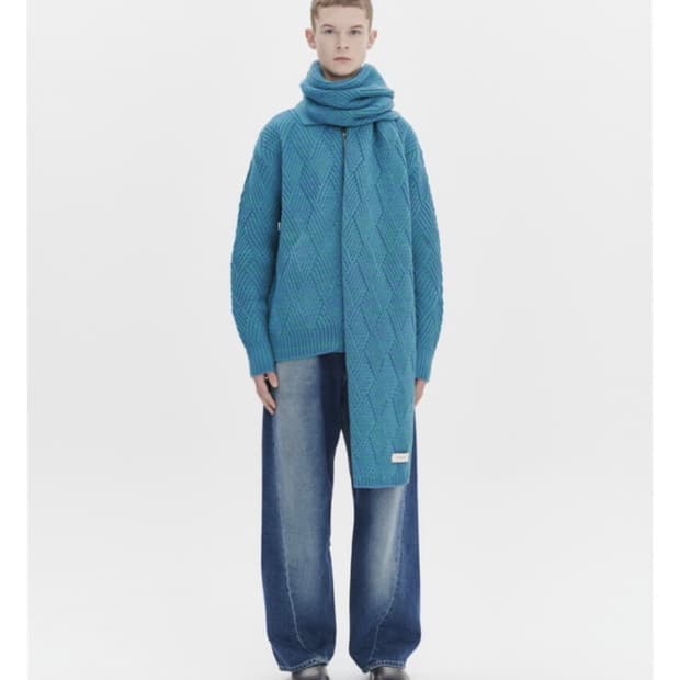 애프터프레이 롬버스 인타르시아 머플러 다크민트