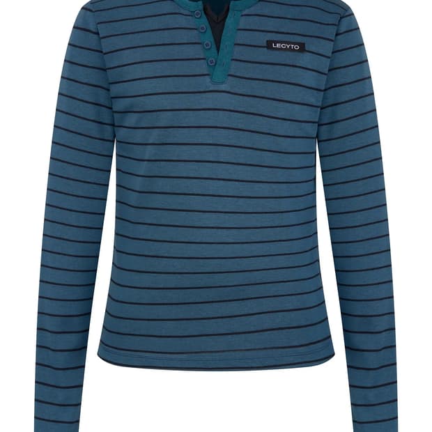 레씨토 스트라이프 헨리넥 블루 (FREE 사이즈)