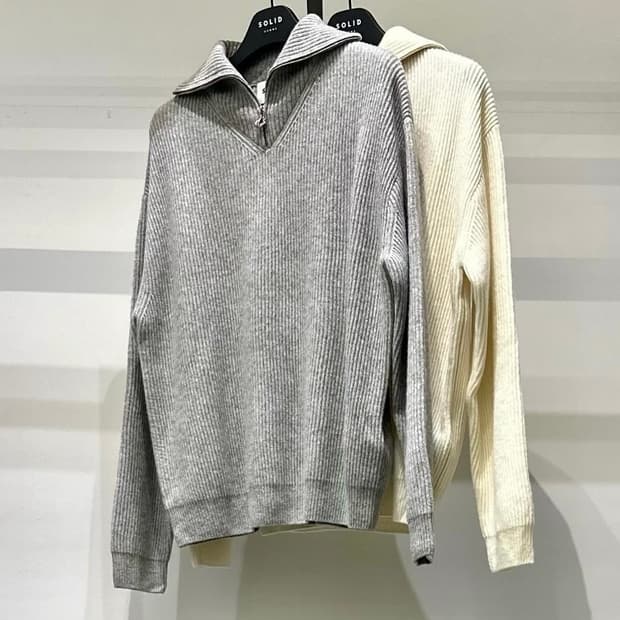 솔리드옴므 23FW 하프집업 니트 그레이 48