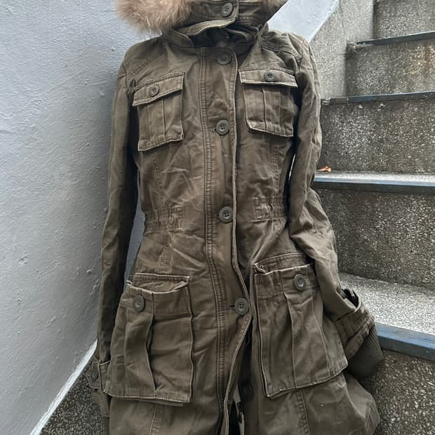 2000s JPN Y2K 카키 울프죠 퍼 야상 자켓 