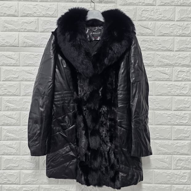 택포) 마드모아젤 밍크 다운패딩 양가죽 코트 M