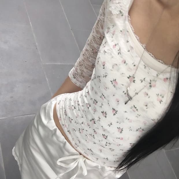 플라워패턴 슬림 7부티
