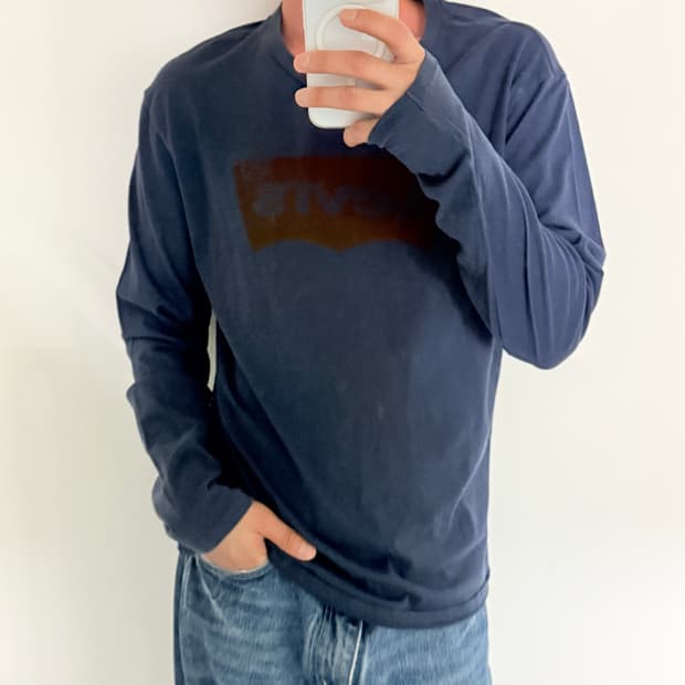 리바이스 빅로고 긴팔 티셔츠 블루 (M) 