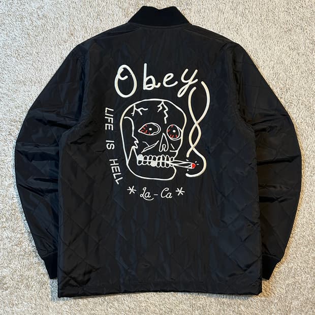 매장판) 오베이 OBEY SAVAGE HELL 퀄팅 봄버 자켓 블랙