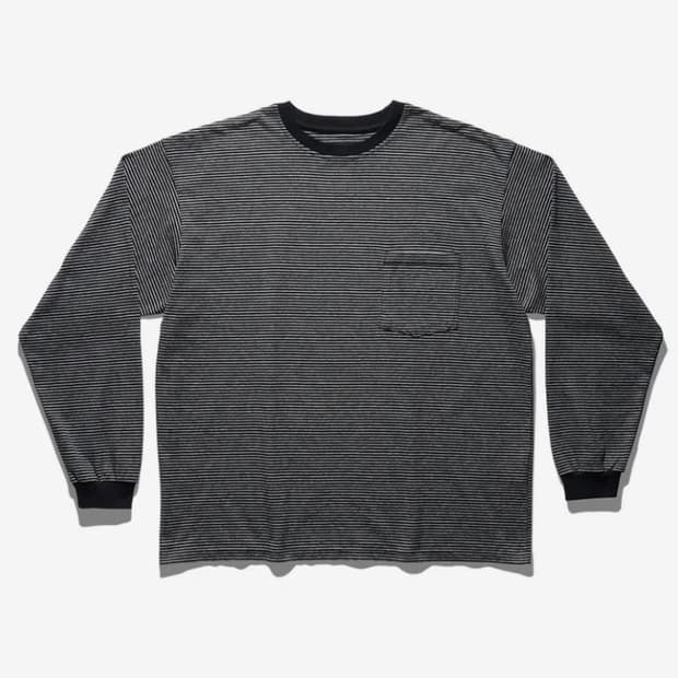 [듀테로] 스트라이프 포켓 긴팔티