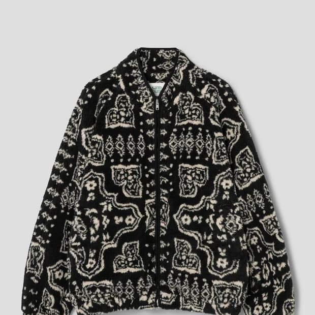 (UNISEX) SandSound노르딕 패턴 후리스 점퍼 블랙