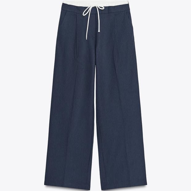 자라 더블 웨이스트 와이드 팬츠 스트라이프