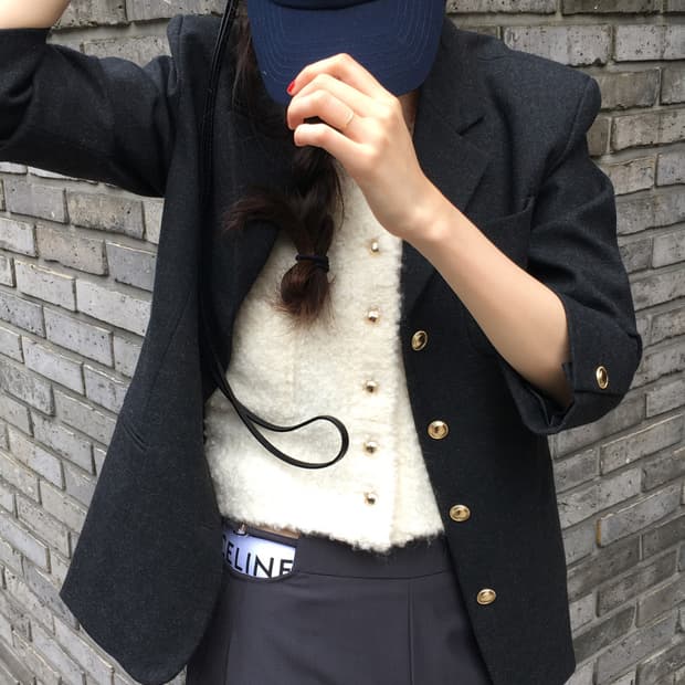 (택O) 714center classic wool jacket (차콜)