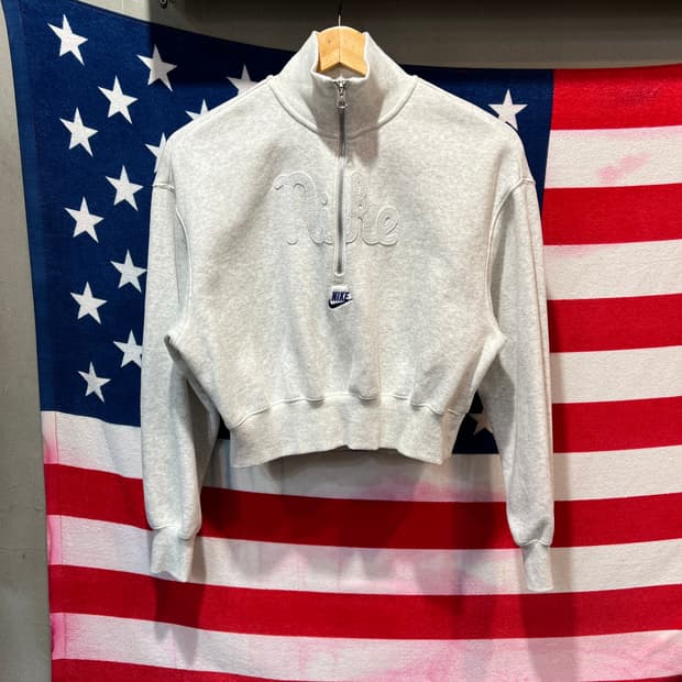 나이키 하프집업 크롭 기모 맨투맨