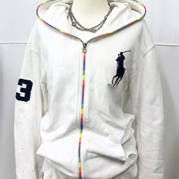 폴로랄프로렌 빅포니 화이트 후드집업
