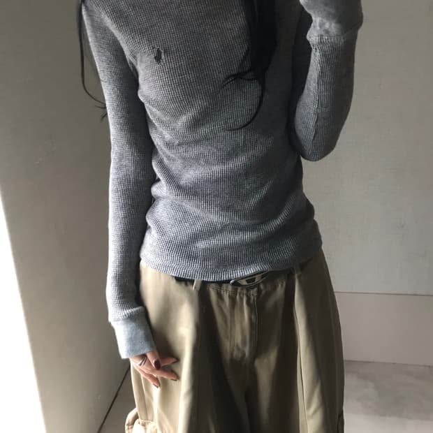 폴로 그레이 와플 롱슬리브