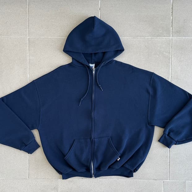 00s 빈티지 러셀 후드집업 네이비 XL