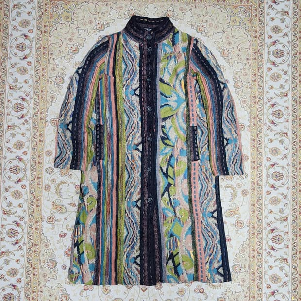 마블 여성 케이블 니트 울 롱코트