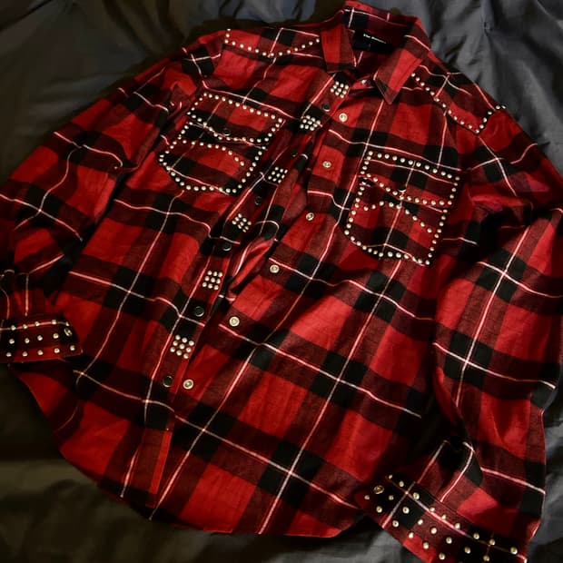 Stud Detail Check Pattern Shirts