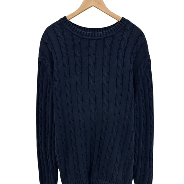 엘엘빈 케이블 꽈배기 니트 네이비 (XL~2xL)