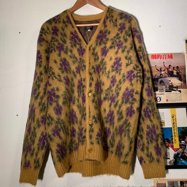 니들스 플라워 패턴 모헤어 가디건